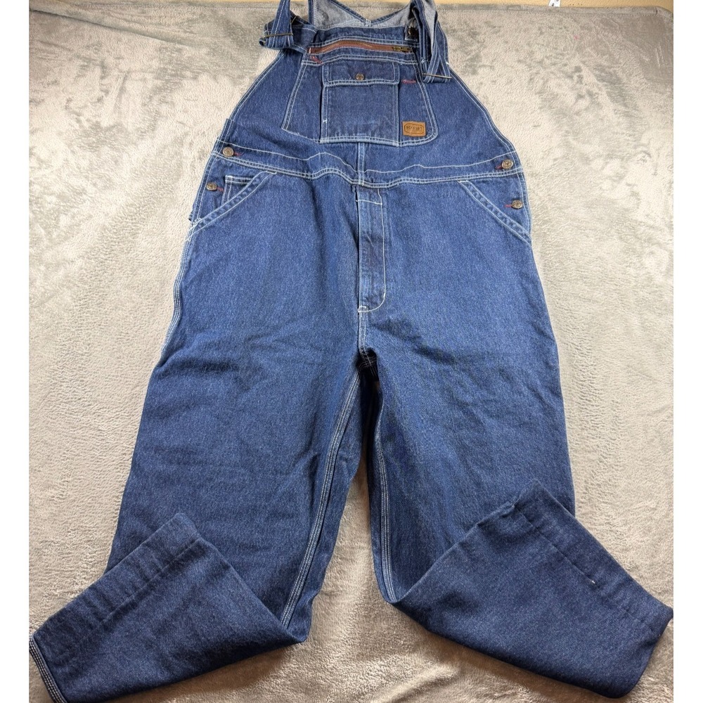 Schmidt Denim Bib Overalls Mens 40x28 Actual 40x25 Hemmed Workwear